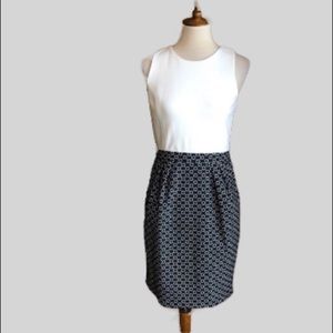 Vince Camuto Black & White Sheath Dress Blue Trim